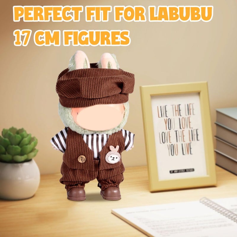 AICase for Labubu Clothes/for Labubu Outfits,Clothes Set for 17cm Lububu Doll,3 Piece Set Hat Clothing for LA BUBU, Boys and Girls Stylish Adorable Dolls Clothes Accessories (No Doll)_08 - Image 2